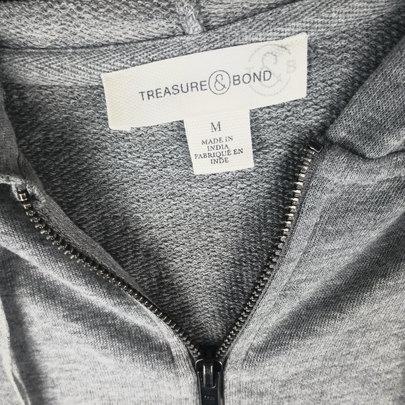 Treasure & Bond Zip-Up Hoodie In Grey Medium Heather Size Medium 8 - 10 NWT - Picture 4 of 11
